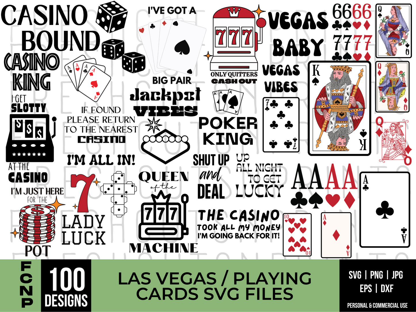 Las Vegas SVG Bundle, Casino svg, Vegas svg, Casino Elements, Las Vegas Clipart Svg, Svg Files for Cricut, Playing Cards svg, Poker svg