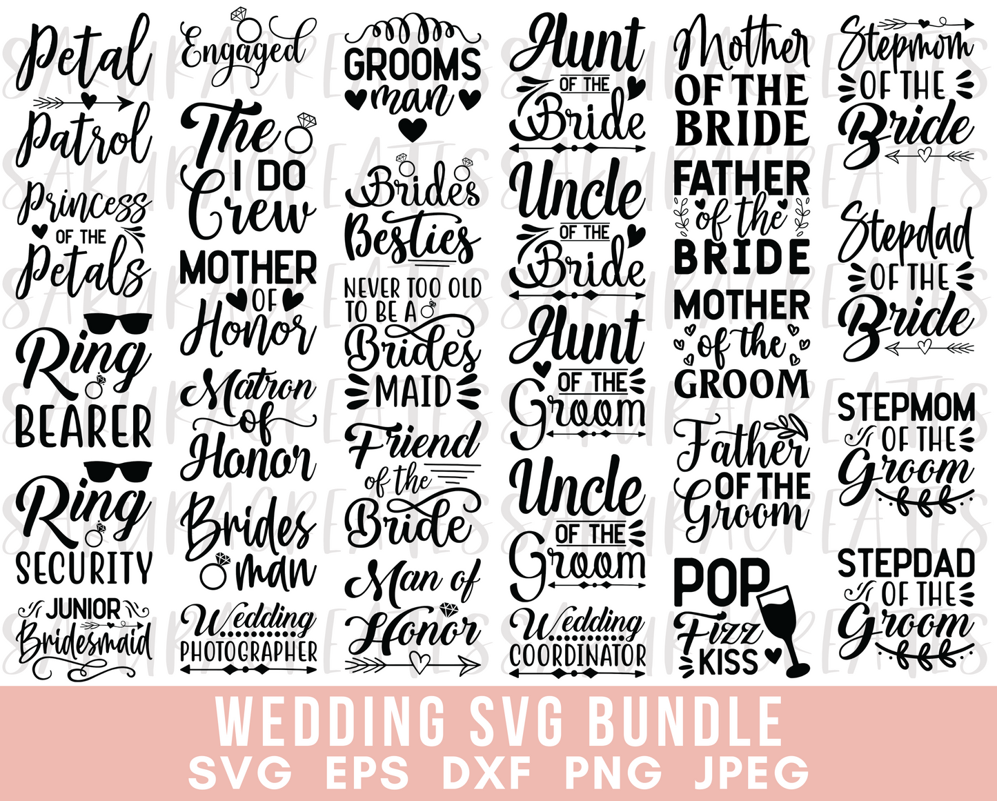 75 Wedding SVG Bundle Mr and Mrs SVG Bridesmaid Svg Bride Svg Flower Girl Svg Groom Svg Bridal shower Cut files for Cricut Bridal Party svg