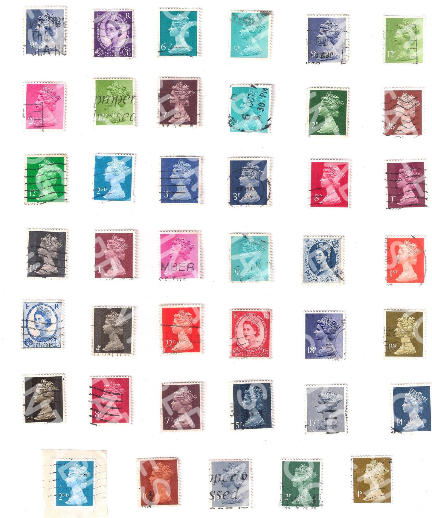 40+ Queen Elizabeth Vintage Stamps for Junk Journaling Printable, Digital Download Paper Vintage Ephemera Sheets Bullet Journaling Scrapbook