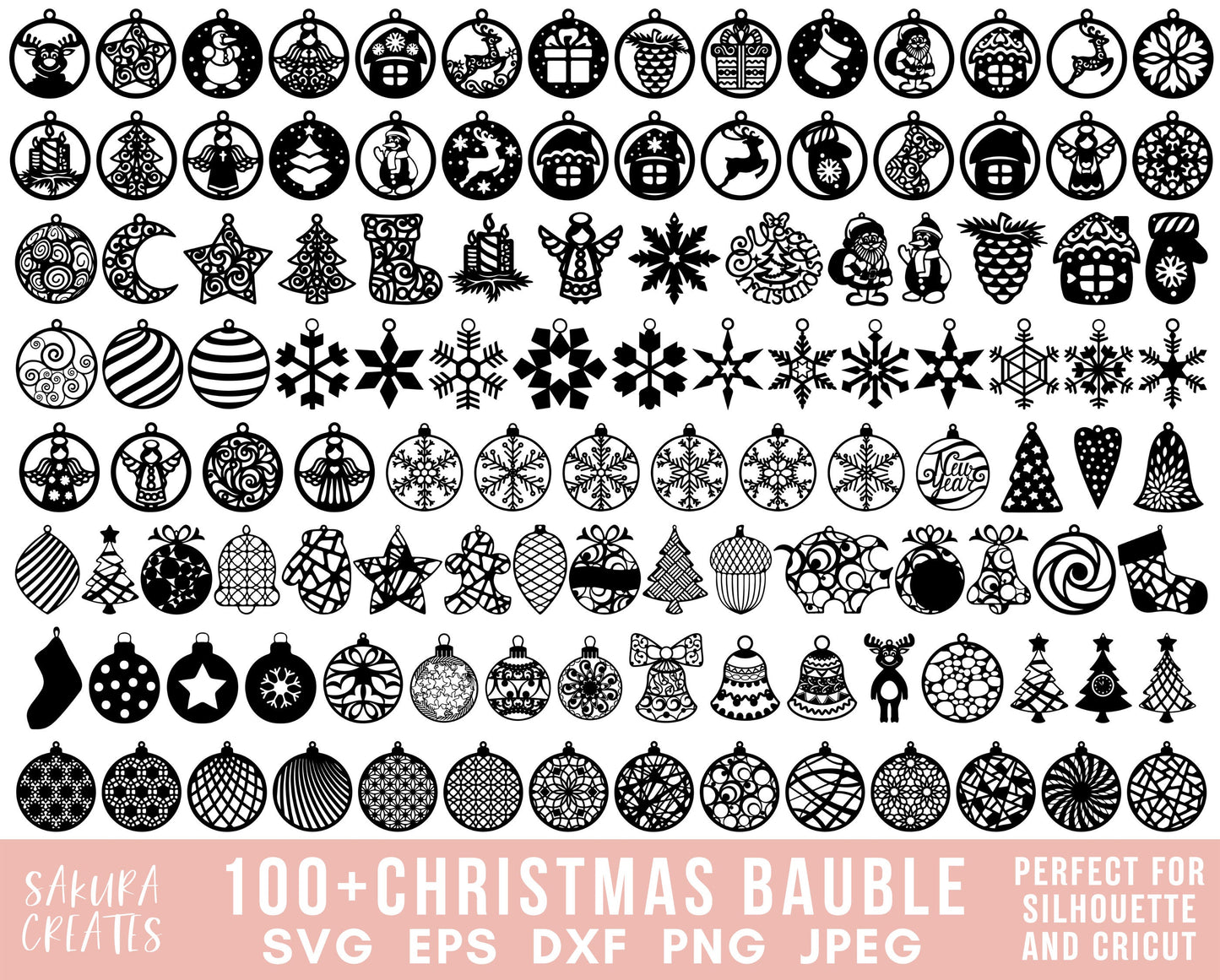 117 Christmas Ornaments SVG Bundle Merry Christmas Svg Bundle Christmas Bauble SVG Christmas Keychain Svg files for cricut Christmas Clipart
