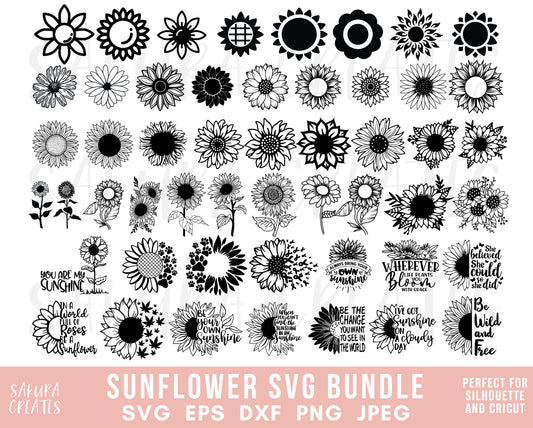 200+ Sunflower SVG Bundle Sunflower Monogram Svg sunflower png sunflower cut file sunflower clipart sunflower silhouette svg file for cricut
