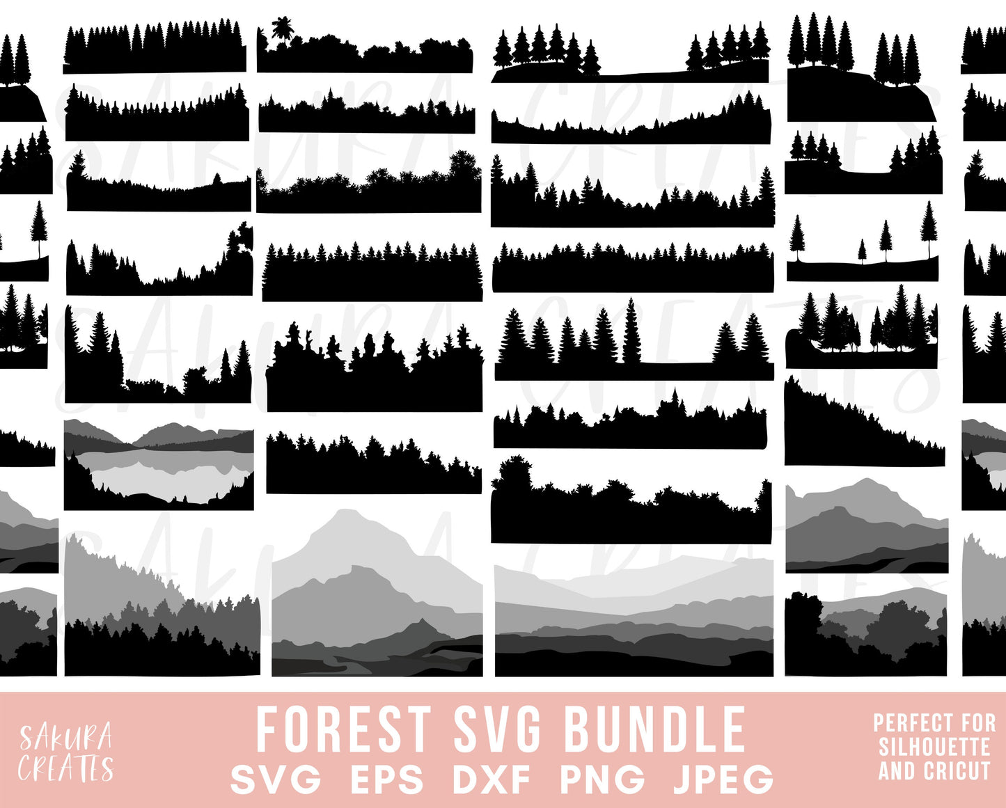 Forest SVG Bundle Forest Clipart Tree SVG Woods Svg Forest cut files for Cricut Forest silhouette Camping Svg Camp svg file for cricut