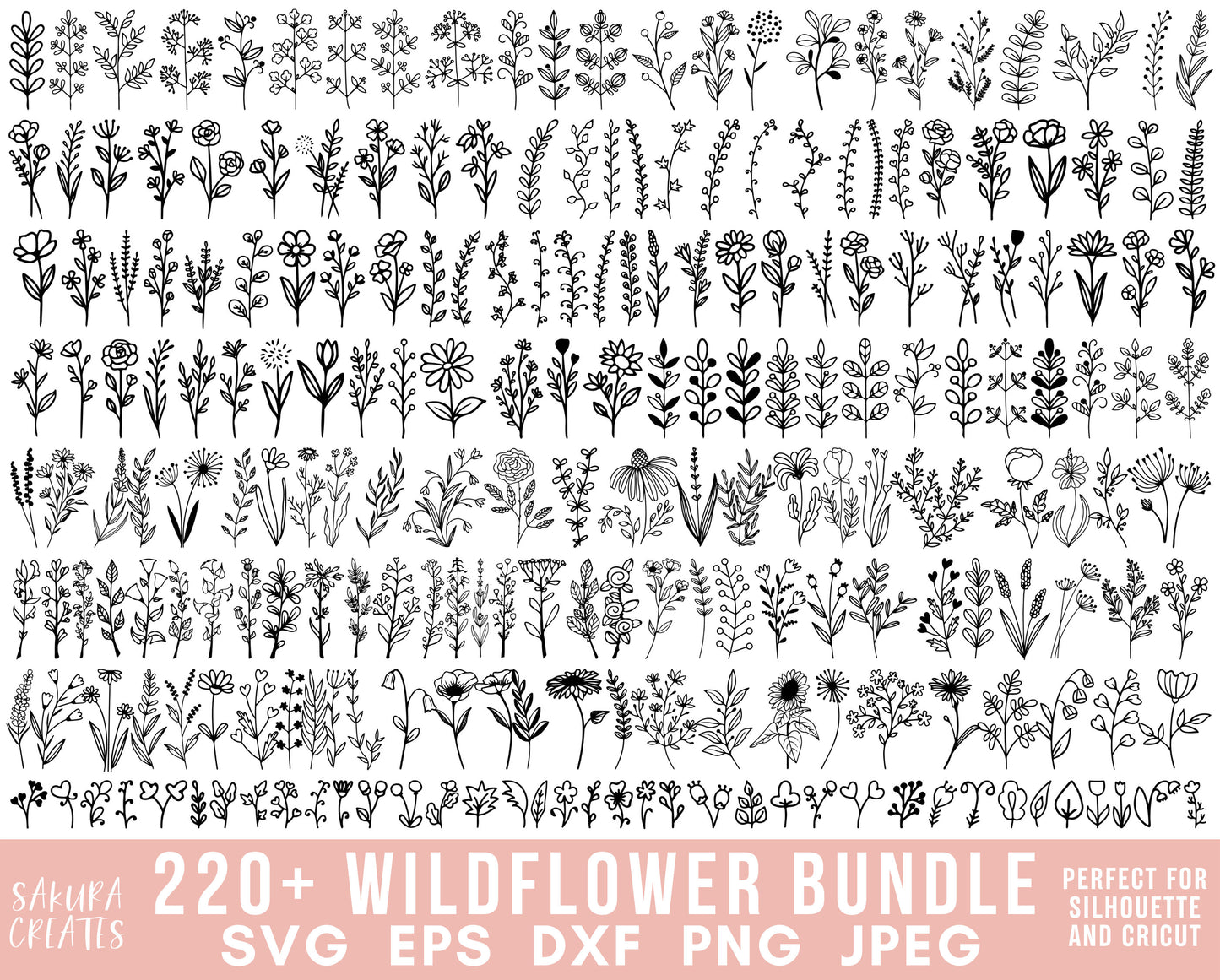 220+ Wildflower SVG Bundle Wildflower Vector Wildflower Silhouette Wildflower Clipart Wildflower Cut file Birth flowers SVG files for cricut