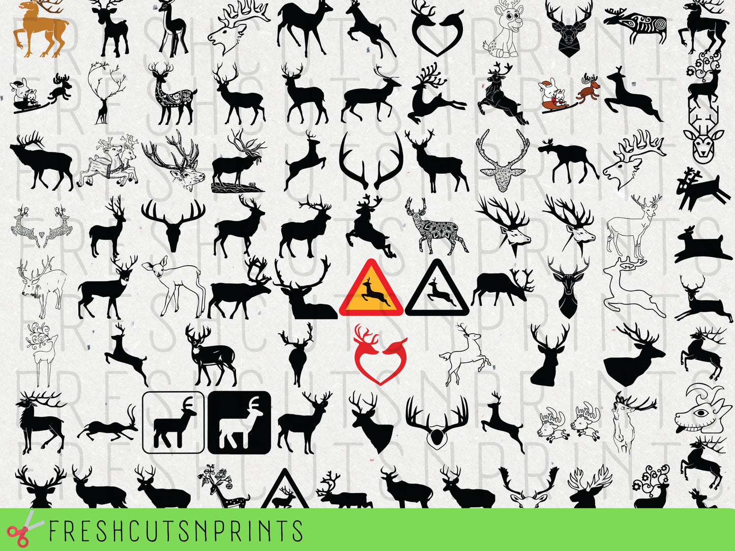 80+ Deer and Reindeer SVG Clipart Bundle , Deer Clipart, Deer Silhouette, Cute Deer SVG, Reindeer SVG, Deer Cut File, Commercial Use