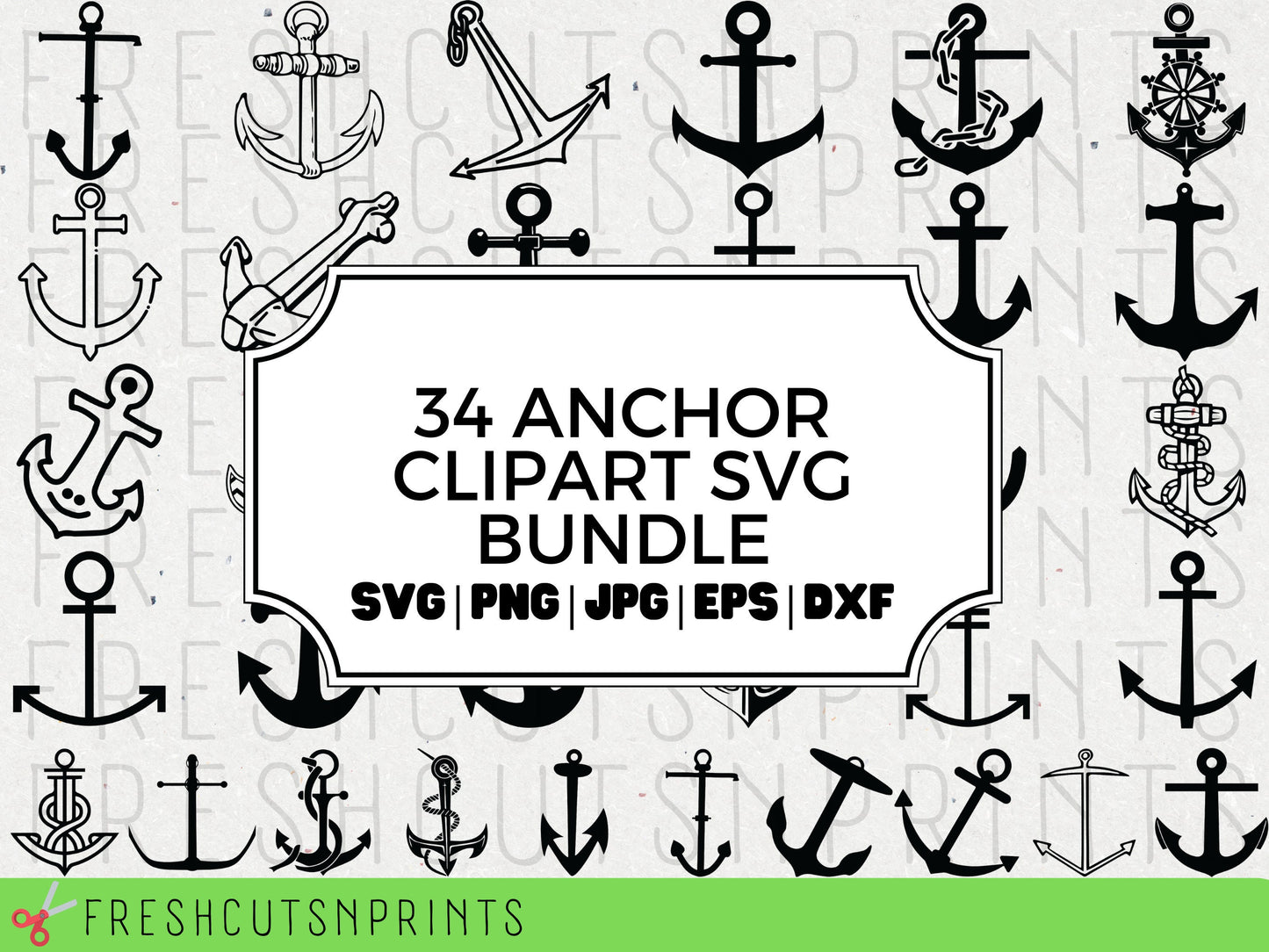 34 Anchor SVG Bundle , Anchor Clipart, Anchor Cut File, Anchor Silhouette, Anchor Decal, Anchor Vector, Naval svg, Anchor DXF, Naval clipart