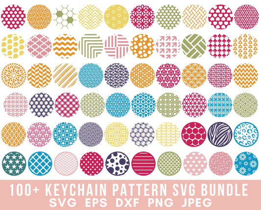 100 Keychain Svg Bundle Key Ring Svg Keychain Pattern Svg Circle Pattern Paint Brush Strokes Svg Cut File Svg Files for Cricut Digital Download