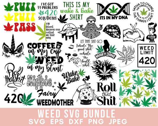 Weed SVG Bundle Marijuana SVG Cannabis Svg Weed Leaf Svg Bundle 420 party rolling tray svg legalize weed party Svg Files for Cricut