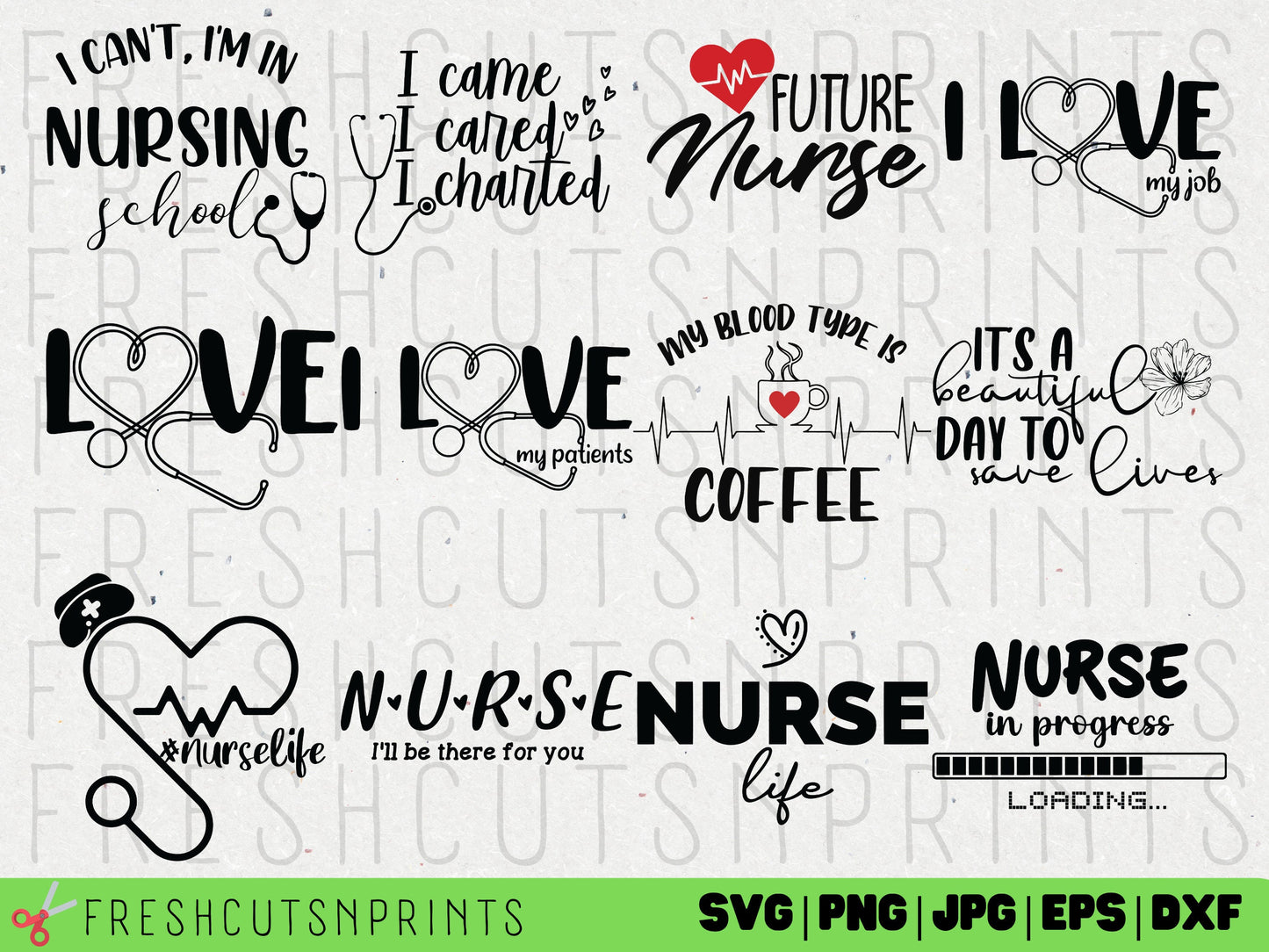 20+ Nurse SVG Bundle, Nurse Quotes svg, Doctor svg, Nurse svg heart, Nurse life, Stethoscope, Cut files for Cricut, Nursing School svg