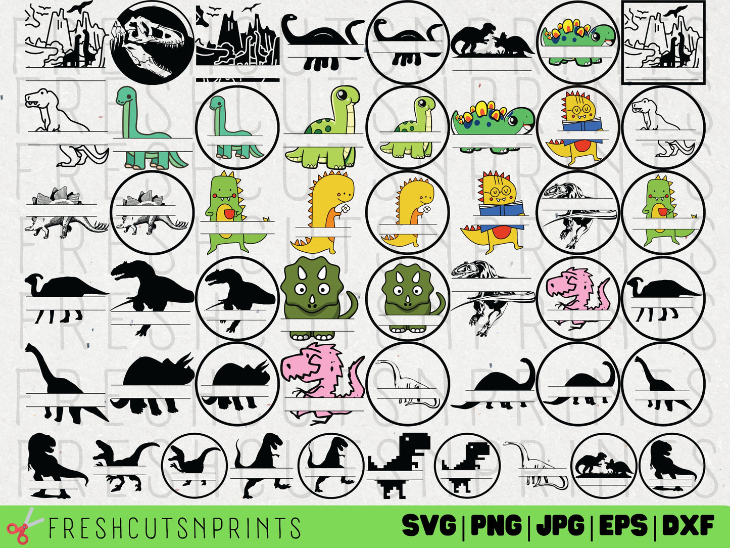50+ Dinosaur Split Monograms, Dinosaur SVG bundle,  Dinosaur Silhouette, Dinosaur Cut Files, Cute Dinosaur svg, Dinosaur Design svg