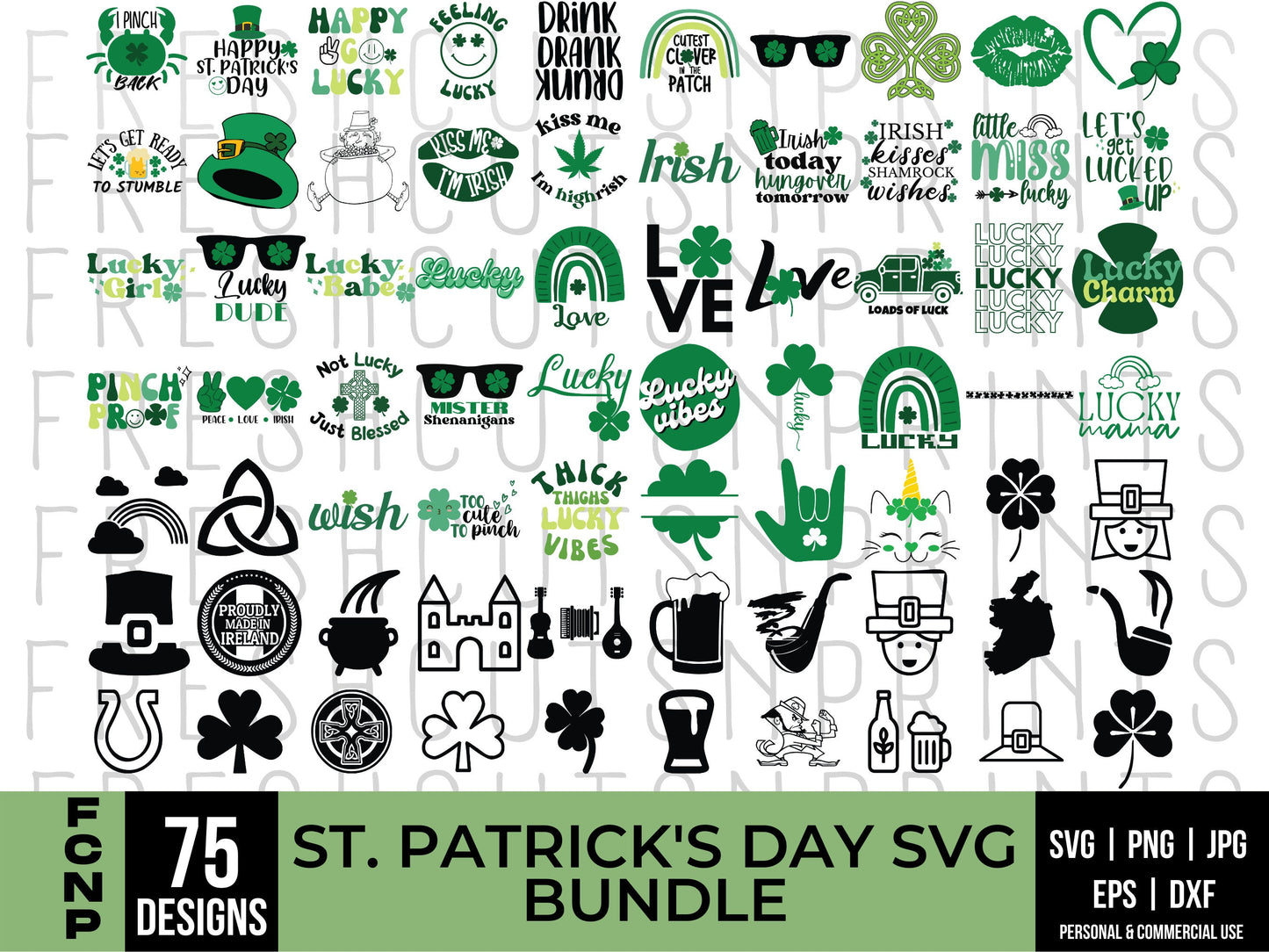 75 St Patricks Day SVG Bundle, Shamrock svg, Lucky svg, Irish svg, Clover svg, St. Patrick's Day Quotes, Silhouette, Svg files for Cricut