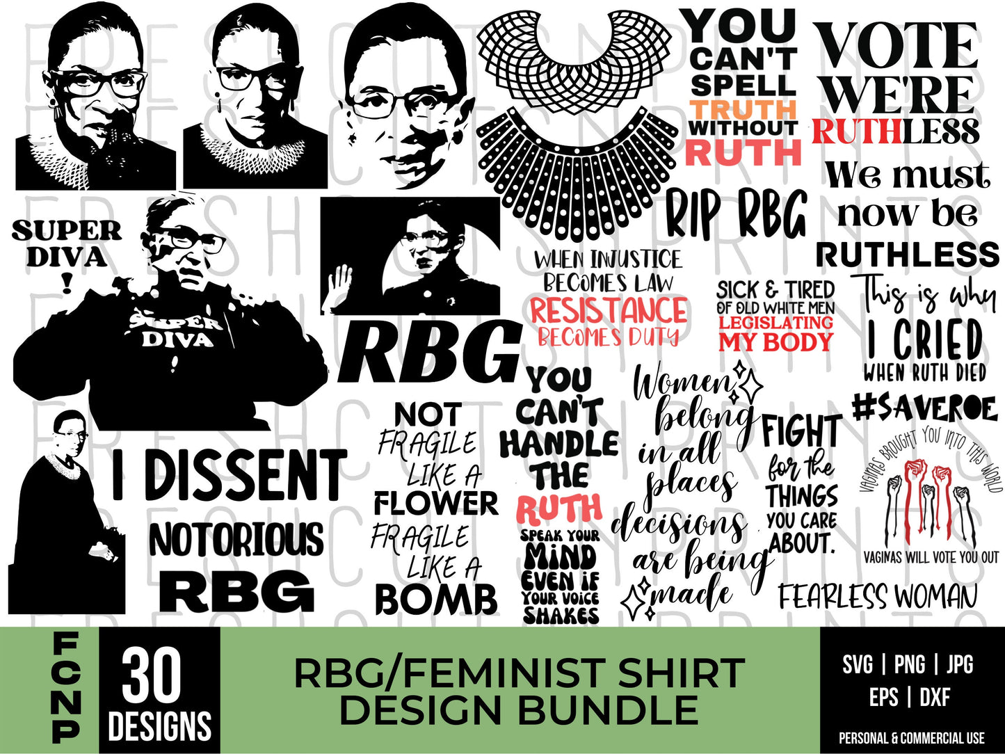 Ruth Bader Ginsburg png, RBG svg, I dissent, Feminist svg, Pro Choice svg, Pro Roe svg, RBG png, Womens Rights svg, Reproductive Rights svg